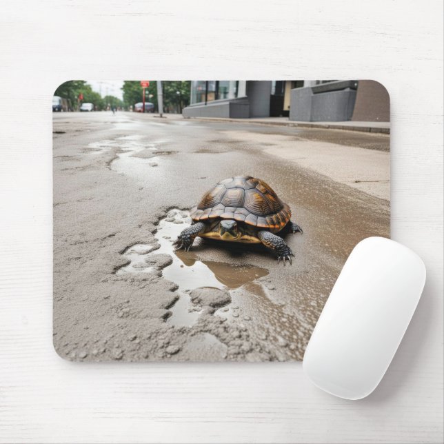 Turtle and City Pothole Puddle Mousepad (Mit Mouse)