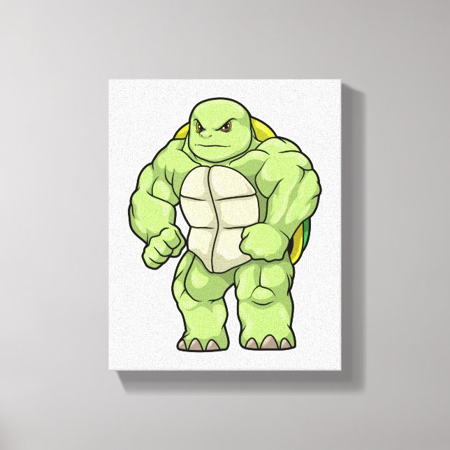 Turtle as Bodybuilder with Six pack Leinwanddruck (Vorderseite)