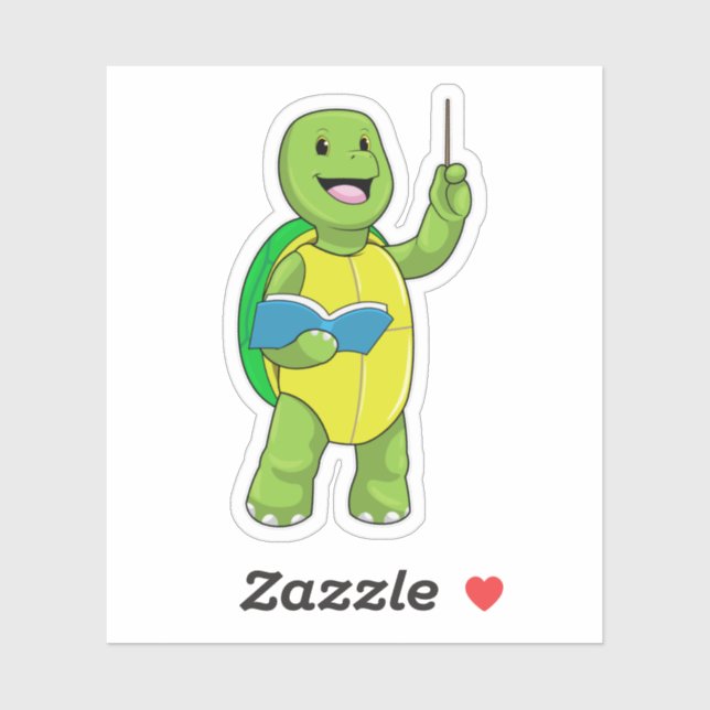Turtle as Teacher with Book & Pointer Aufkleber (Blatt)