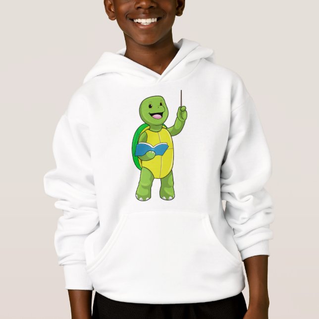 Turtle as Teacher with Book & Pointer Hoodie (Vorderseite)