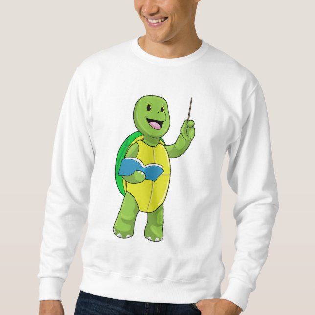 Turtle as Teacher with Book & Pointer Sweatshirt (Vorderseite)