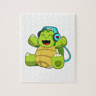 Turtle at Music mit Headphone