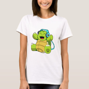 Turtle at Music mit Headphone T-Shirt