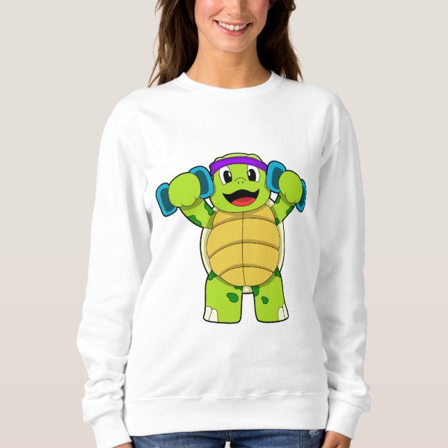Turtle at Strength Training & Dumbells Sweatshirt (Vorderseite)