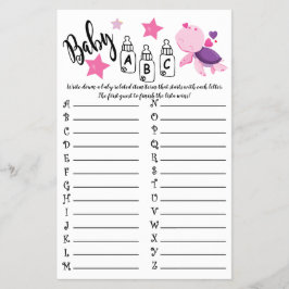 TURTLE BABY ABC BABY SHOWER GAME CARD FLYER