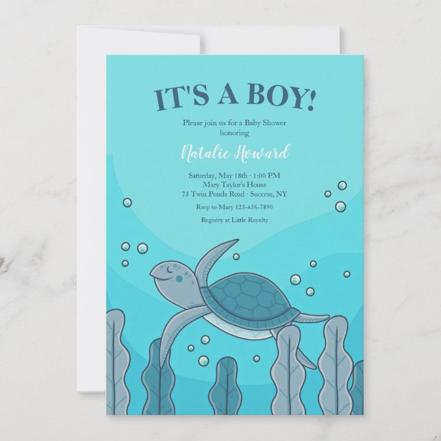 Turtle Baby Dusche Einladung (Vorderseite)