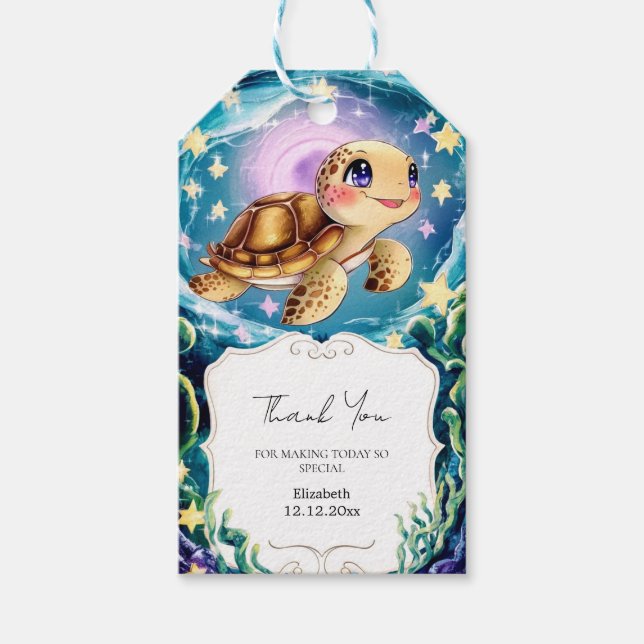 Turtle Baby Dusche Geschenkanhänger (Vorderseite)