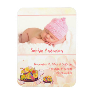 Turtle Baby Girl Birth Ankündigung Magnet