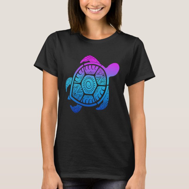 Turtle Back Mandala Carapace Turtle Swimming T-Shirt (Vorderseite)