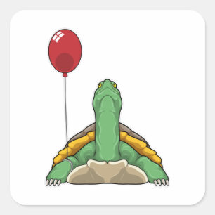 Turtle Balloon Quadratischer Aufkleber