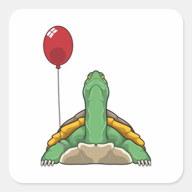 Turtle Balloon Quadratischer Aufkleber (Vorderseite)