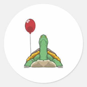 Turtle Balloon Runder Aufkleber