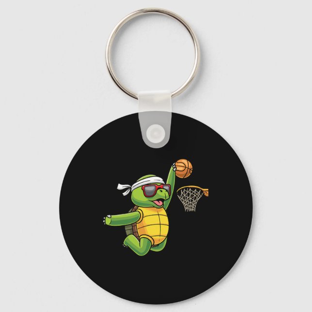 Turtle Basketball Sport Meer Tortoise Play Schlüsselanhänger (Vorderseite)