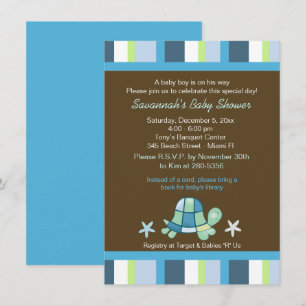 Turtle Bay Stripes Baby shower garçon Invitation