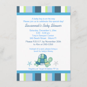 Turtle Bay Stripes Baby shower garçon Invitation