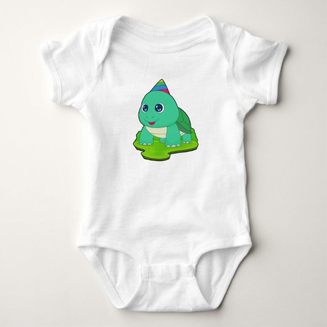 Turtle Birthday Party Baby Strampler (Vorderseite)