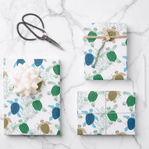 Turtle Birthday Party Watercolor Geschenkpapier Set