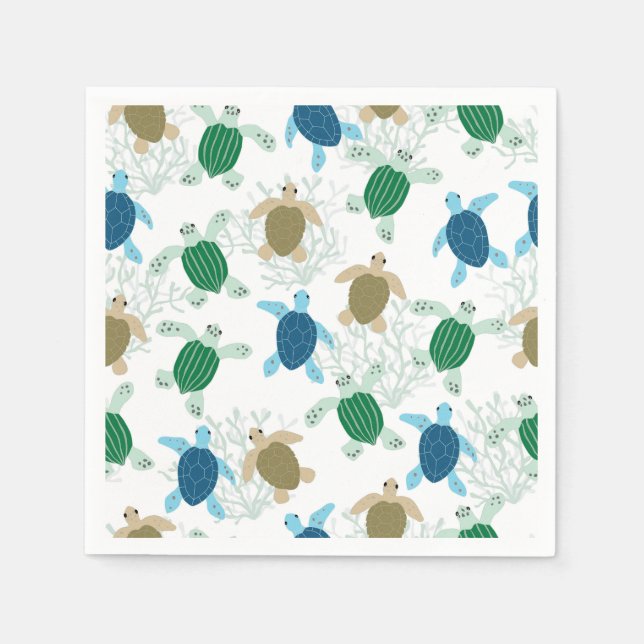 Turtle Birthday Party Watercolor Serviette (Vorderseite)