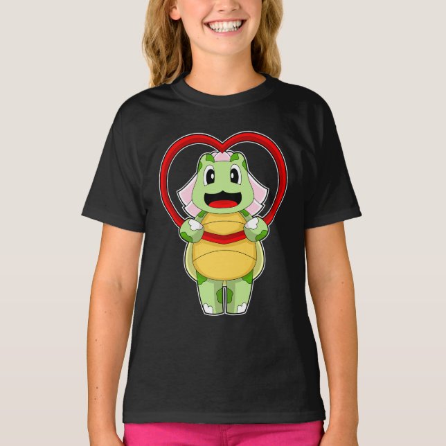 Turtle Braut Herz Hochzeit T-Shirt (Vorderseite)