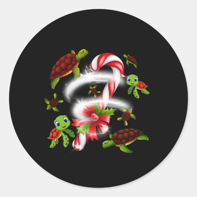 Turtle Candy Sweet Christmas Runder Aufkleber (Vorderseite)