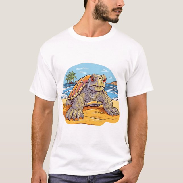 Turtle-Cartoon-Strand T-Shirt (Vorderseite)