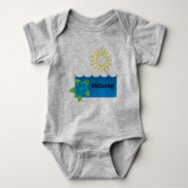 Turtle Chillaxing Design - Baby Jersey Bodysuit Strampler