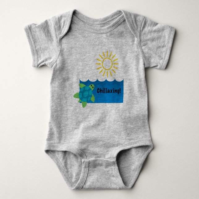 Turtle Chillaxing Design - Baby Jersey Bodysuit Strampler (Vorderseite)