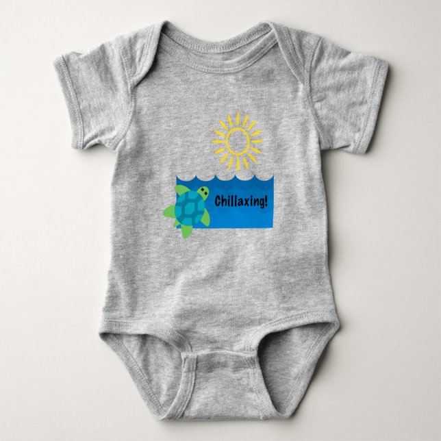 Turtle Chillaxing Design - Baby Jersey Bodysuit Strampler (Vorderseite)
