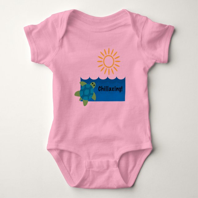 Turtle Chillaxing Design - Baby Jersey Bodysuit Strampler (Vorderseite)