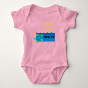 Turtle Chillaxing Design - Baby Jersey Bodysuit Strampler