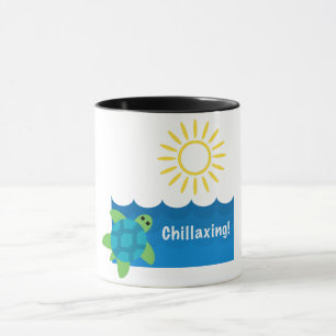 Turtle Chillaxing Design - Black 11 oz Combo Tasse