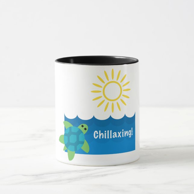 Turtle Chillaxing Design - Black 11 oz Combo Tasse (Zentrum)