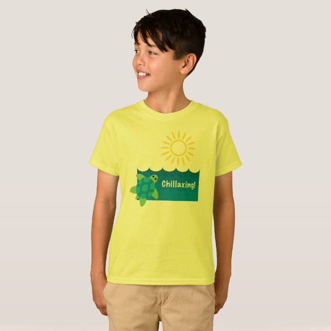 Turtle Chillaxing Design - Kids' Basic T - Shirt (Vorne ganz)