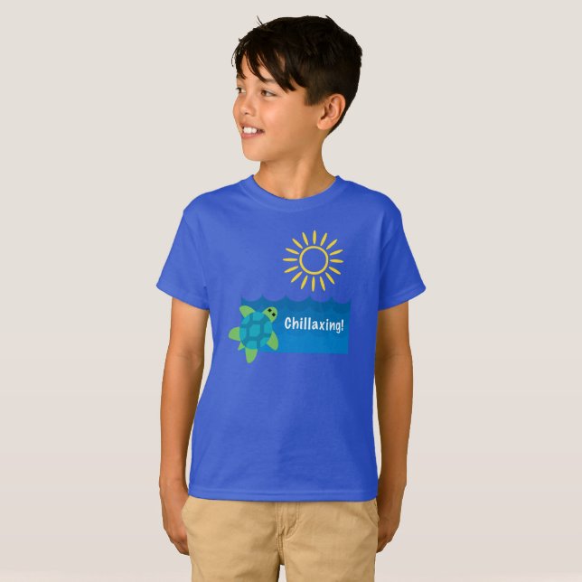 Turtle Chillaxing Design - Kids' Basic T - Shirt (Vorne ganz)
