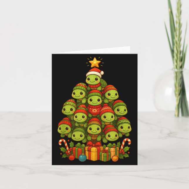 Turtle Christmas Tree Funny Turtle Xmas  Karte (Vorderseite)