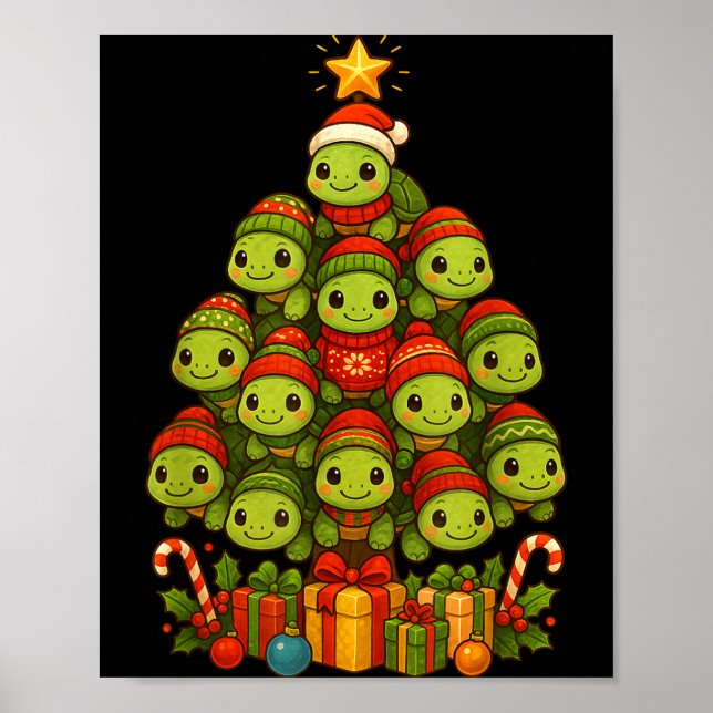 Turtle Christmas Tree Funny Turtle Xmas  Poster (Vorne)