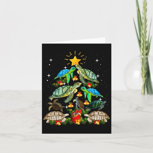 Turtle Christmas Tree Shirt  Karte (Vorderseite)