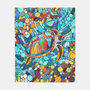 Turtle Colorful Mosaik Art Fleecedecke