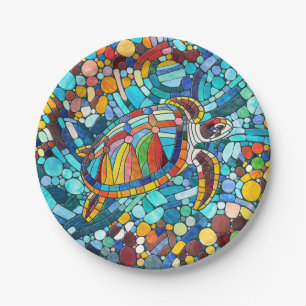 Turtle Colorful Mosaik Art Pappteller