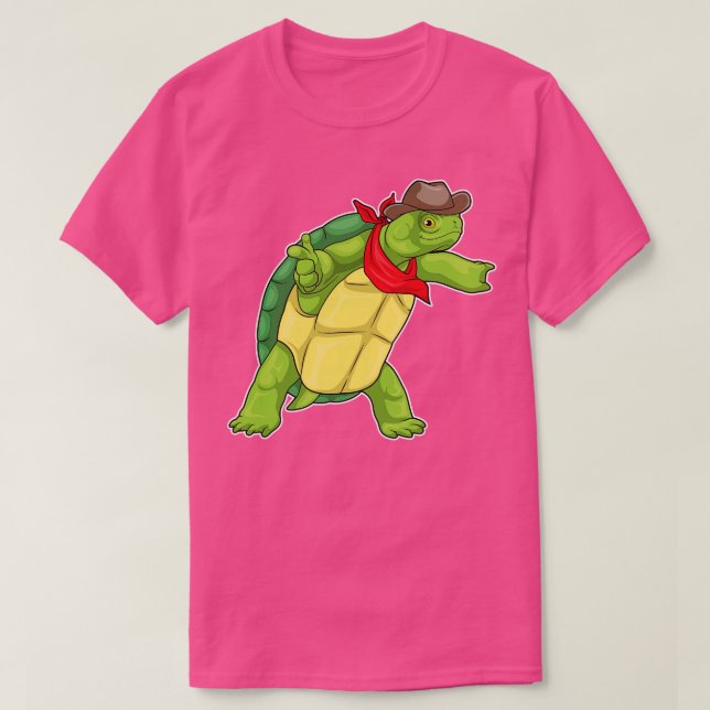 Turtle Cowboy Cowboy-Hut T-Shirt (Design vorne)