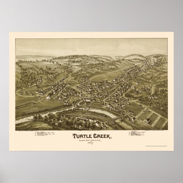 Turtle Creek, PA Panoramic Map - 1897 Poster (Vorne)