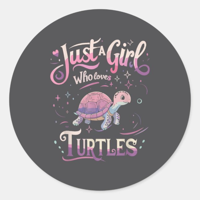 Turtle Cute Girl Men Women S  Runder Aufkleber (Vorderseite)