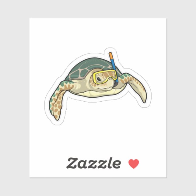 Turtle Diver Snorkel Aufkleber (Blatt)