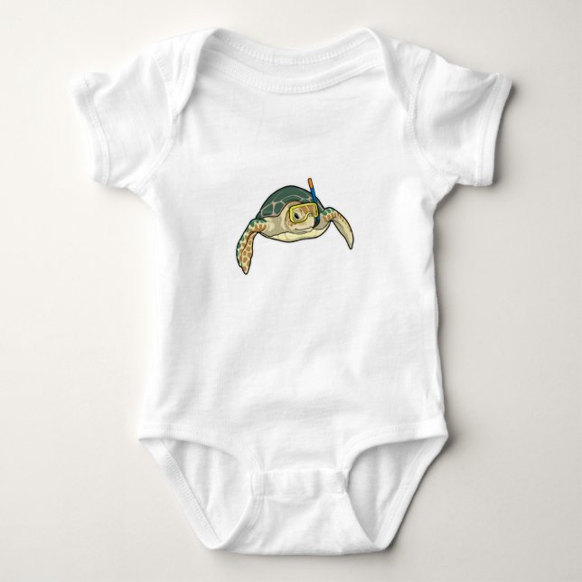 Turtle Diver Snorkel Baby Strampler (Vorderseite)