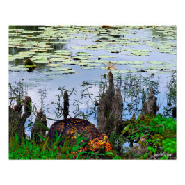 Turtle Dragonfly Pneumatophos Pond Poster