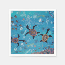 Turtle Dreaming Aborigine Art Napkins Serviette