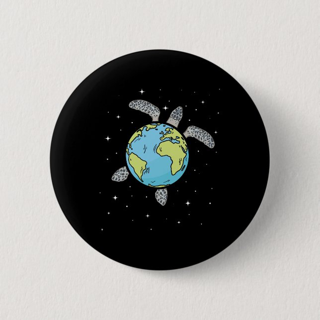 Turtle Earth Sea Turtle Earth Day Turtle Planet Button (Vorderseite)
