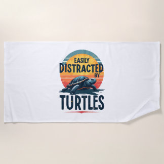 Turtle Easily Distracted By Turtles Sea Vintage Ki Strandtuch