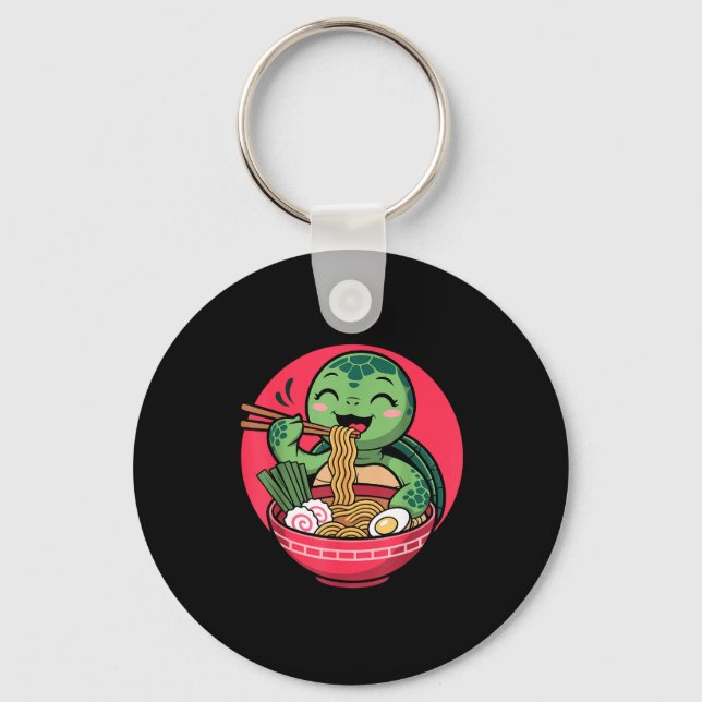 Turtle Eating Ramen Kawaii Turtle Japanese Kawaii  Schlüsselanhänger (Vorderseite)