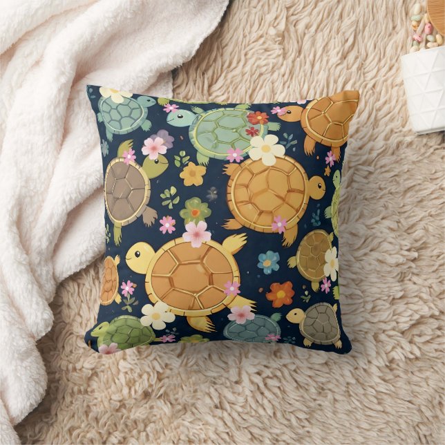 Turtle Floral Print Kissen (Decke)